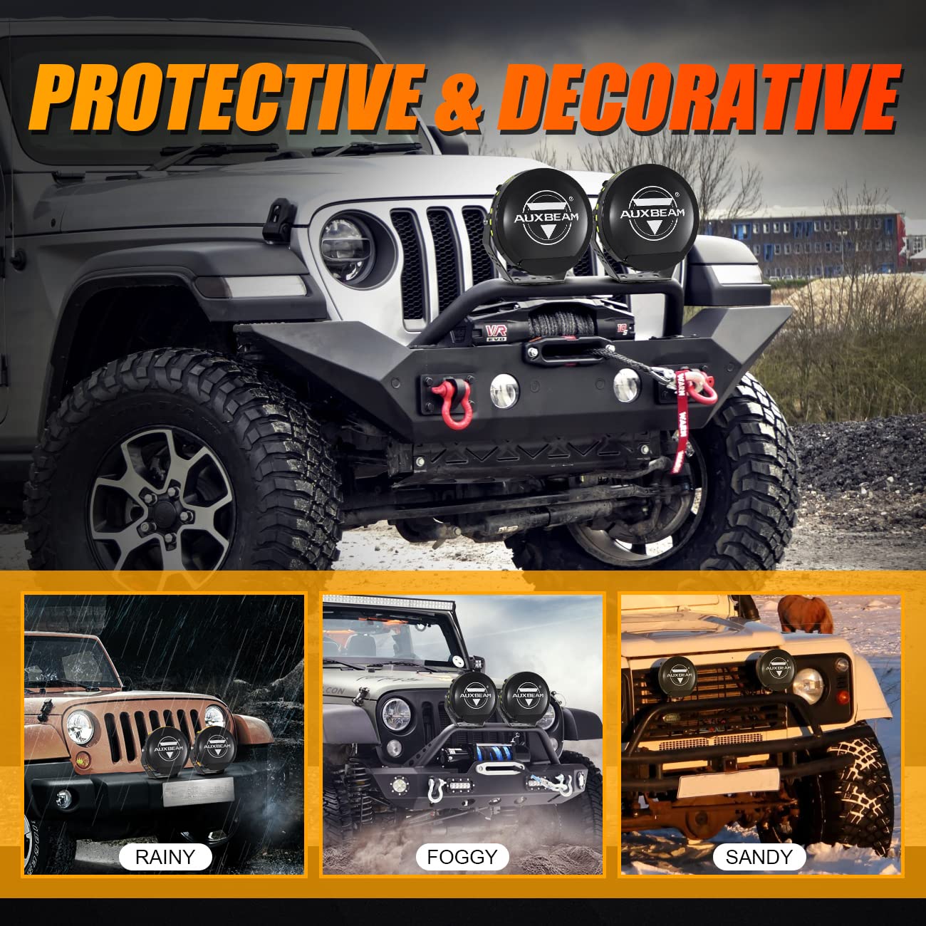 Auxbeam 360-PRO Series Bundle, 9" 270W Round Offroad Lights with 2PCS Black Light Covers, Spot Flood Combo Driving Light Bar Truck Pod Lights 4x4 Off-Road Lighting - Image 5