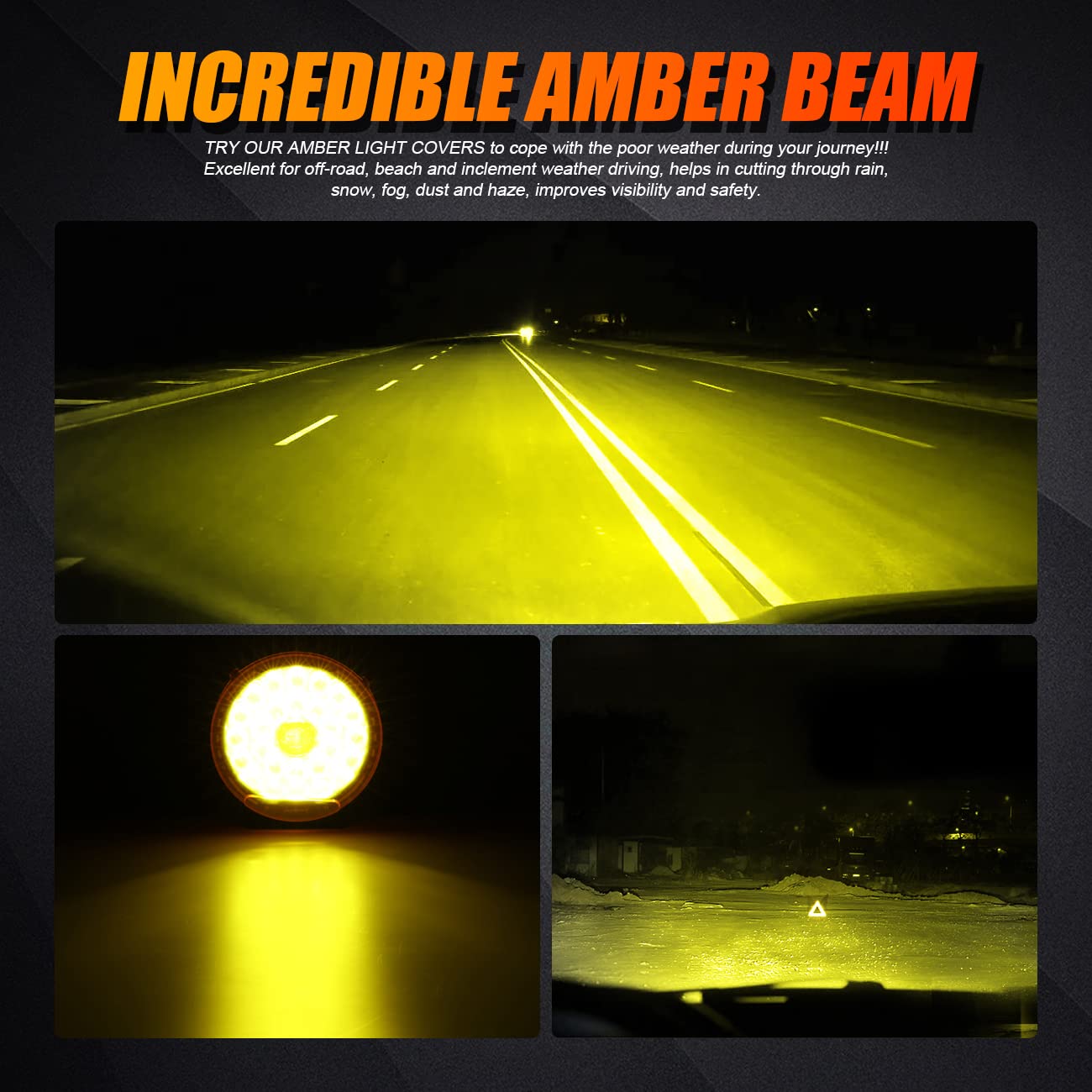 Auxbeam 360-PRO Series Bundle, 9" 270W LED Offroad Lights with 2PCS Amber/Black Light Covers, Spot Flood Combo Round Light Bar Truck LED Pods 4x4 Off-Road Lighting - Image 7