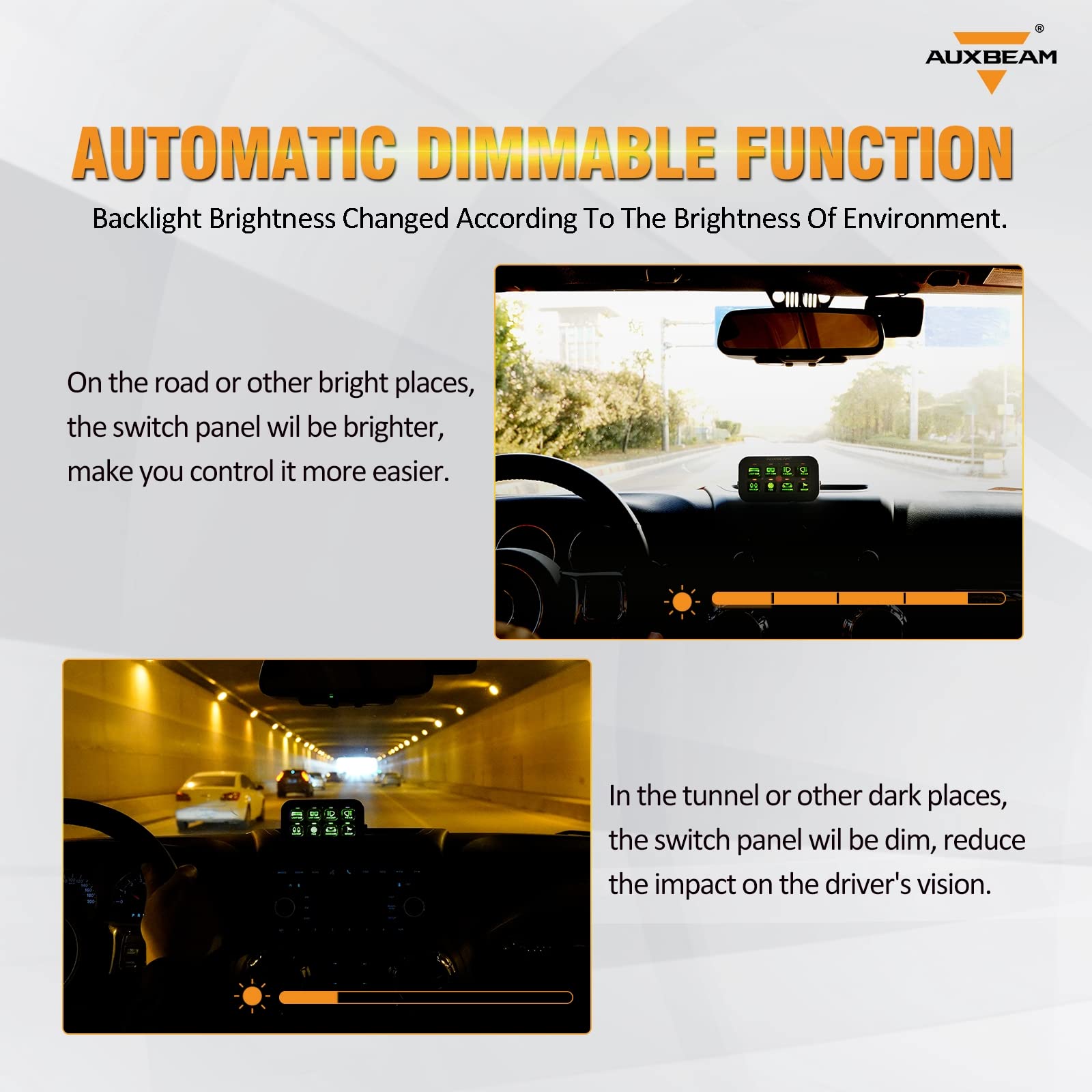 Auxbeam 8 Gang Switch Panel GB80, Universal Circuit Control Relay System Box with Automatic Dimmable On-Off LED Switch Pod Touch Switch Box for Car Pickup Truck Boat ATV UTV, Green 2 Years Warranty - Image 4