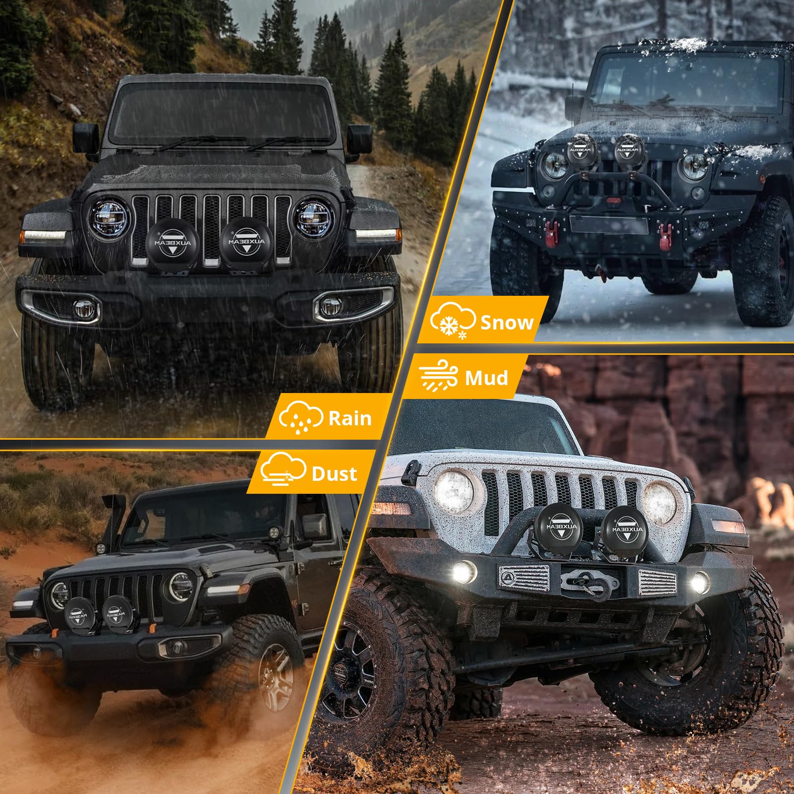Auxbeam 7 Inch Round Offroad Light Covers, Round Black Light Cover with Logo for 7 Inch Diameter Round Driving Off Road Lights Bumper Roof Lights, Pair - Image 6