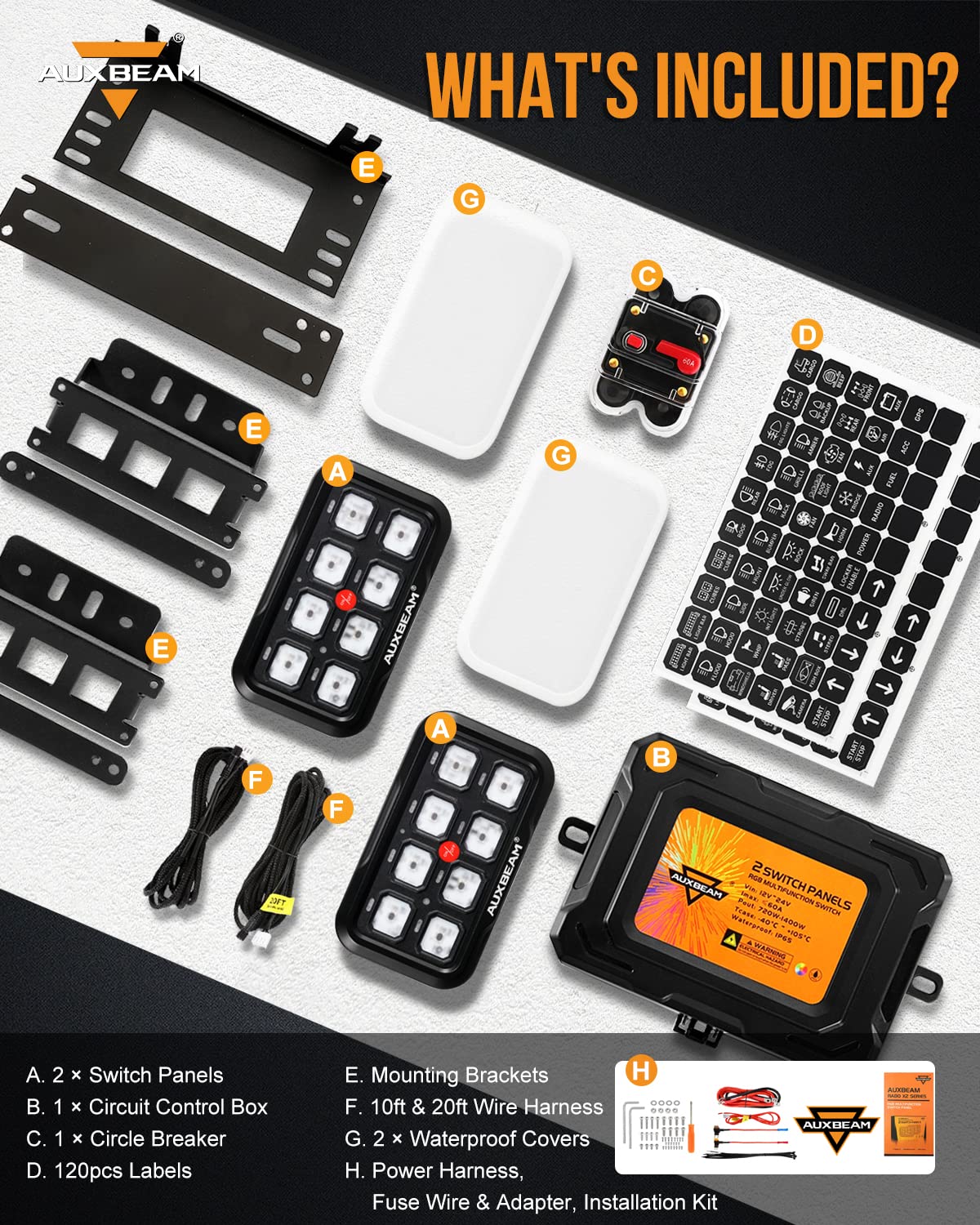 Auxbeam RGB Dual Switch Panels 8 Gang Switch Panel RA80 X2, Momentary Pulsed Toggle Switch Panel for Offroad SUV Hunting Truck Camper Van Food Truck Boat, Waterproof 2-Year Warranty - Image 8