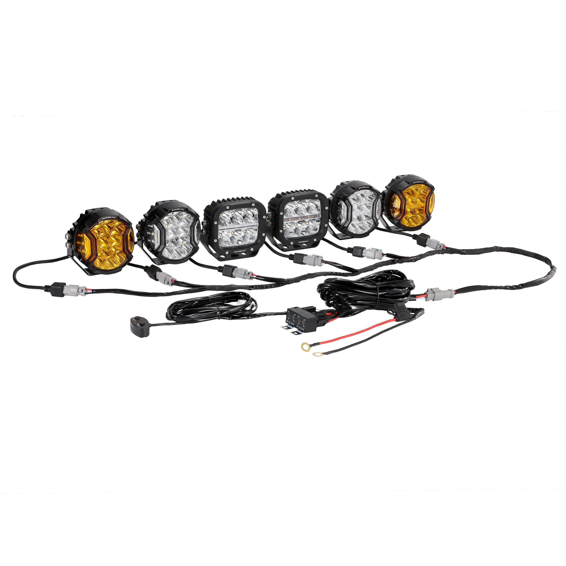 Auxbeam Wiring Harness Kit 18AWG 3PIN DT Plug Wiring Harness ML 10AWG+DRL for 6 PCS LED Pod Lights LED Offroad Lights - Image 5